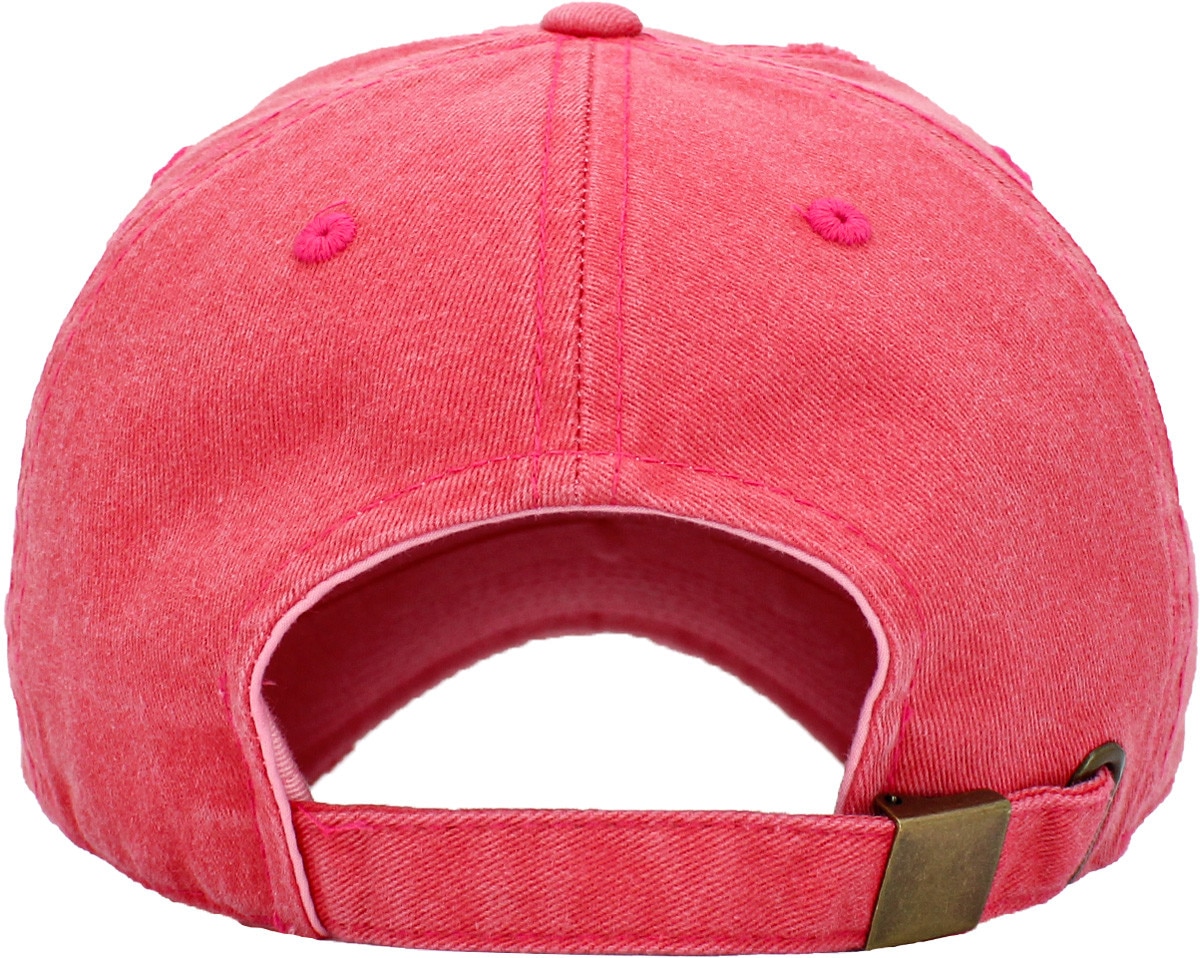 Pigment Washed Hot Pink Distressed Vintage Baseball Cap Back View